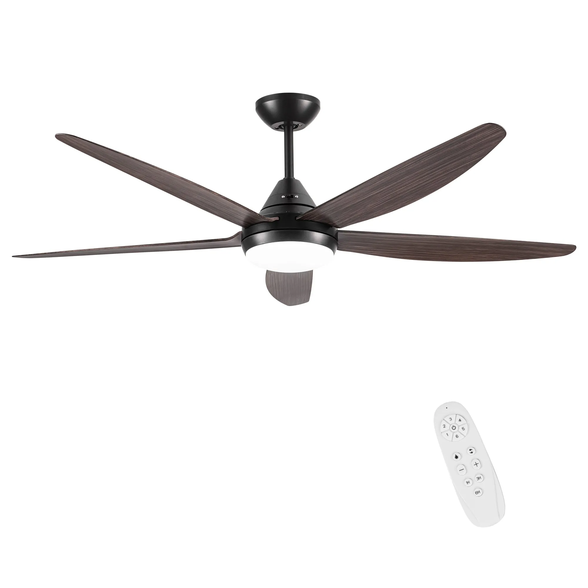 Misty Valley 56in. Integrated LED Modern Brown wood Ceiling Fan with Light,6-Speed Remote Control Ceiling Fan