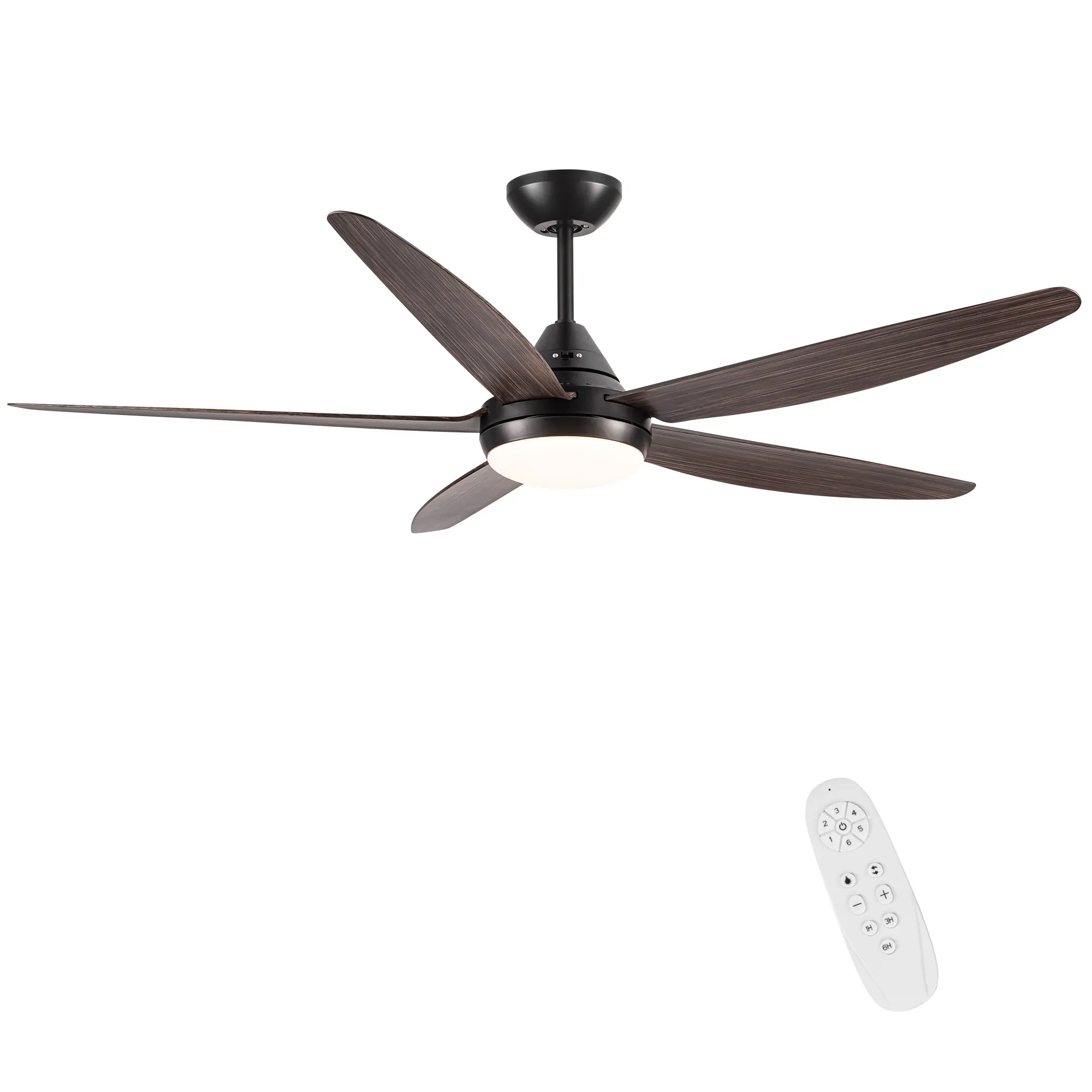 Misty Valley 56in. Integrated LED Modern Brown wood Ceiling Fan with Light,6-Speed Remote Control Ceiling Fan