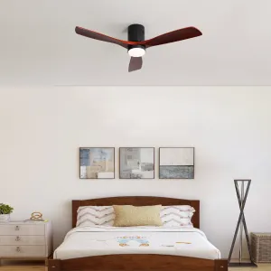 Misty Valley Modern 52in. Matte Black Ceiling Fan with Lights,Remote Control, Outdoor Wood Ceiling Fan , Noiseless Reversible DC Motor for Patio,Living Room, Bedroom