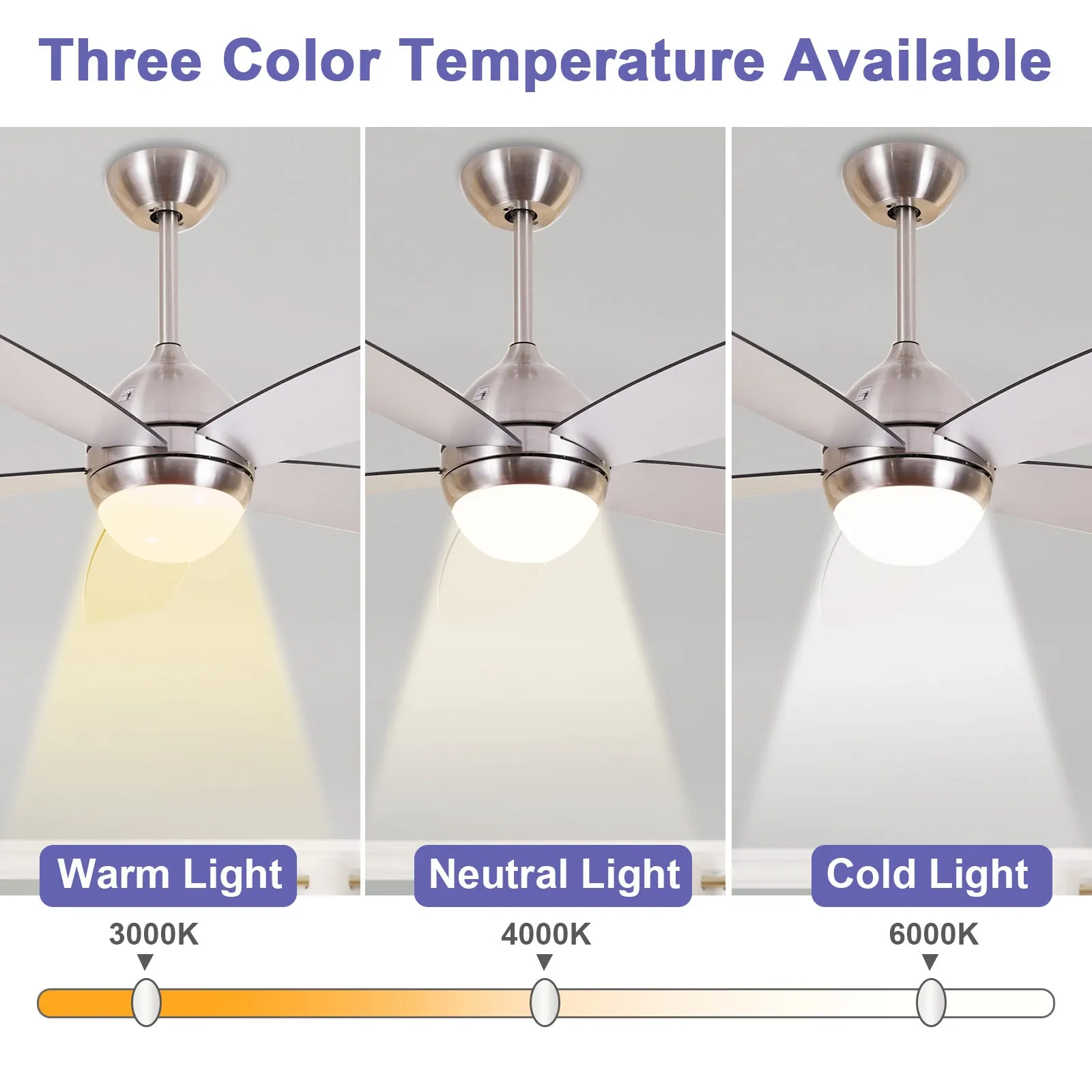 Misty Valley Quiet 52in. Black Modern Ceiling Fan with Lights,Remote Control