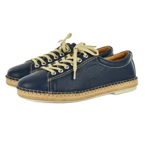 Naledi : Ladies Leather Sneaker in Marine Cayak