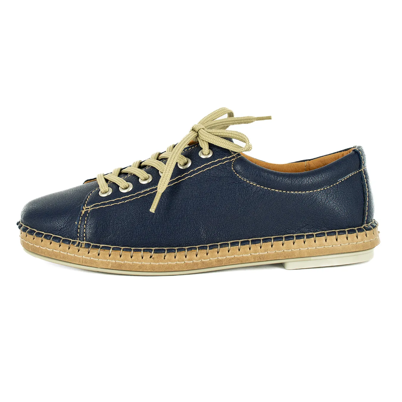 Naledi : Ladies Leather Sneaker in Marine Cayak