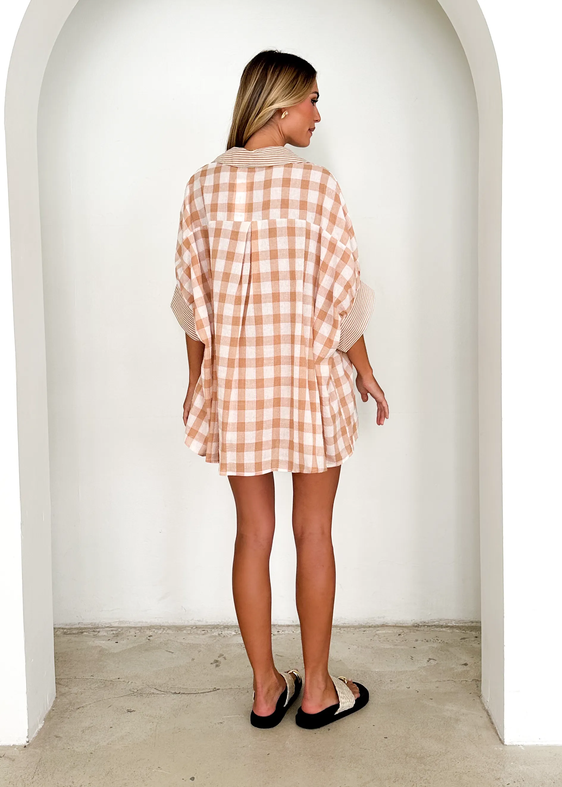 Naomie Shorts - Beige Gingham