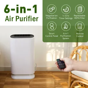 New in box! CO-Z HEPA Air Purifier for Large Rooms | 6 in 1 Air Cleaner with HEPA Filter, Air Ionizer, Remote Control | 35W Air Purifier W806 for Bedroom Living Room More up to 50m2 or 540 sq ft