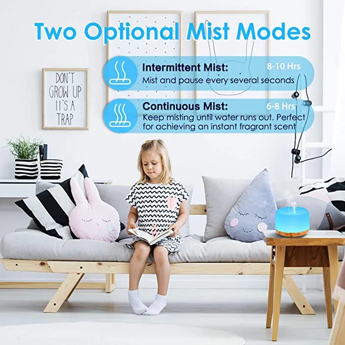 New in box! RENWER Essential Oil Diffuser, 500ml Remote Control Diffusers for Essential Oils, Ultrasonic Humidifier Aromatherapy Diffuser with 7 Color Changing LED Lights & Waterless Auto-Off! Retails $134 