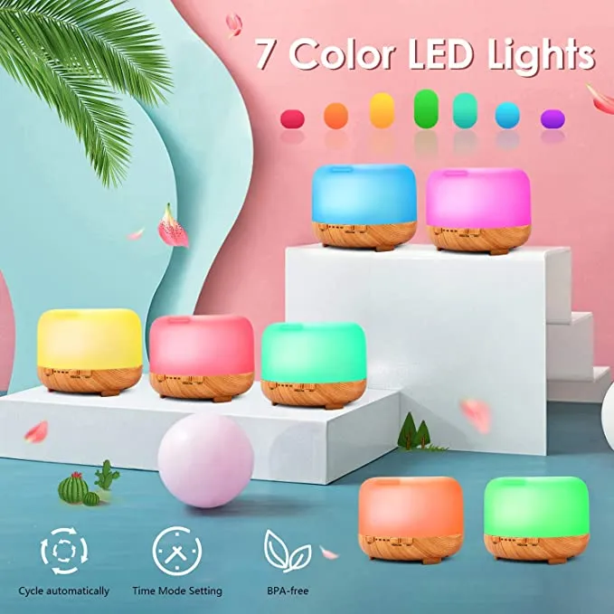 New in box! RENWER Essential Oil Diffuser, 500ml Remote Control Diffusers for Essential Oils, Ultrasonic Humidifier Aromatherapy Diffuser with 7 Color Changing LED Lights & Waterless Auto-Off! Retails $134 