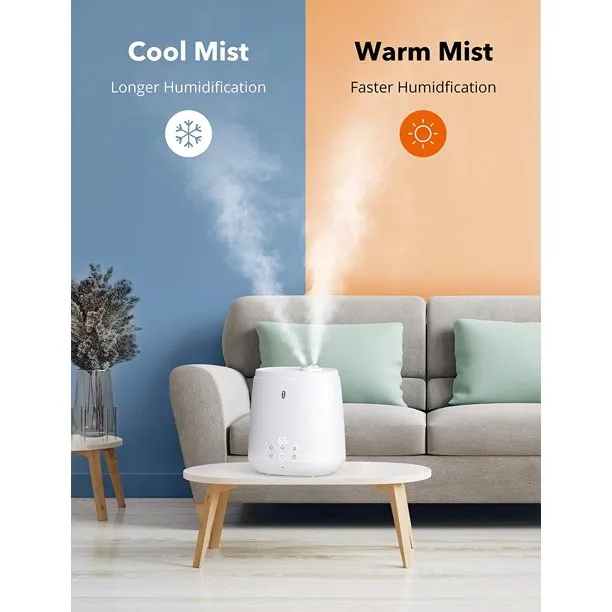 New in box! TaoTronics Top Fill Hybrid Ultrasonic Humidifier for Large Rooms (6L), Warm and Cool Mist Humidifier (Top Fill Ultrasonic Air Humidifier, Customized Humidity, Sleep Mode, LED Display, Whisper Quiet) NO REMOTE