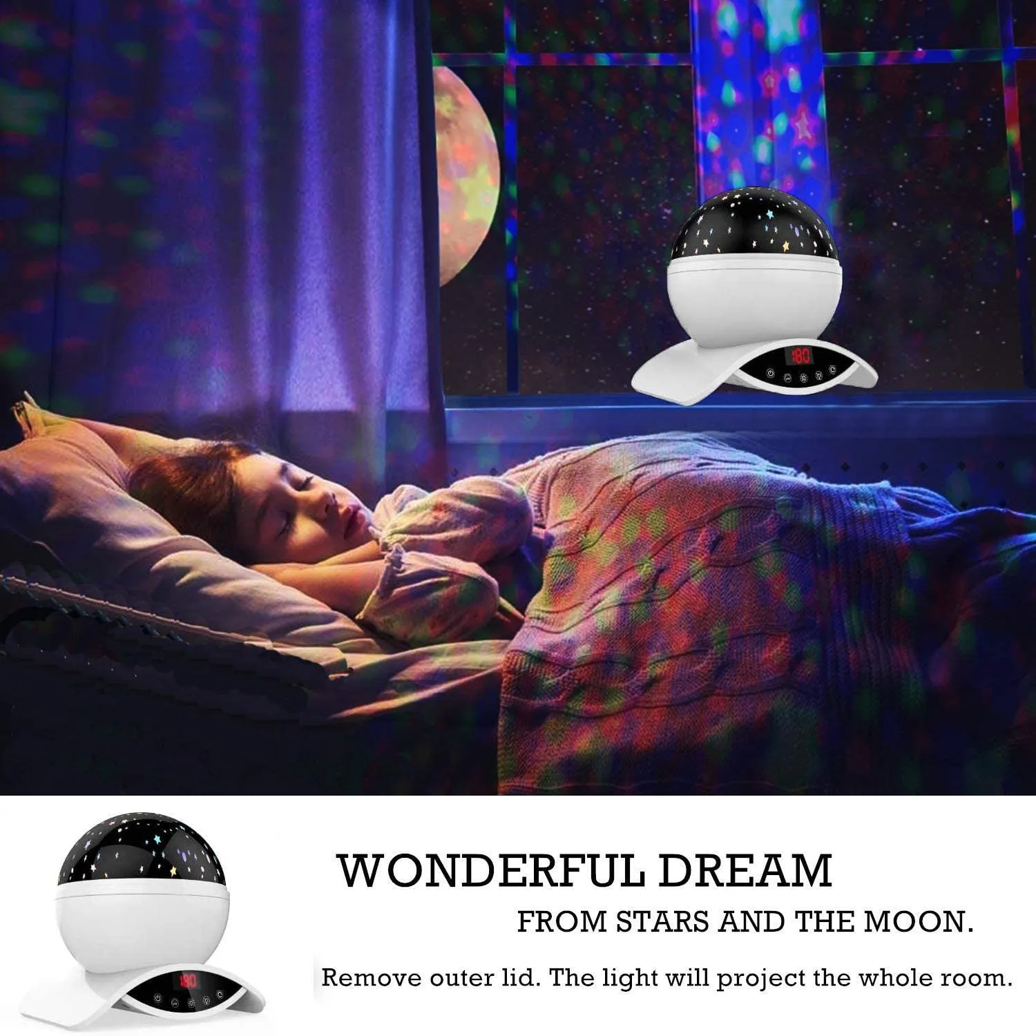 Night Light Projector, Elecstars Night Lamp, 360 Degre Rotating Star Projector with Timer Auto-Shut Off for Bedroom, REMOTE NOT INCLUDED! White!