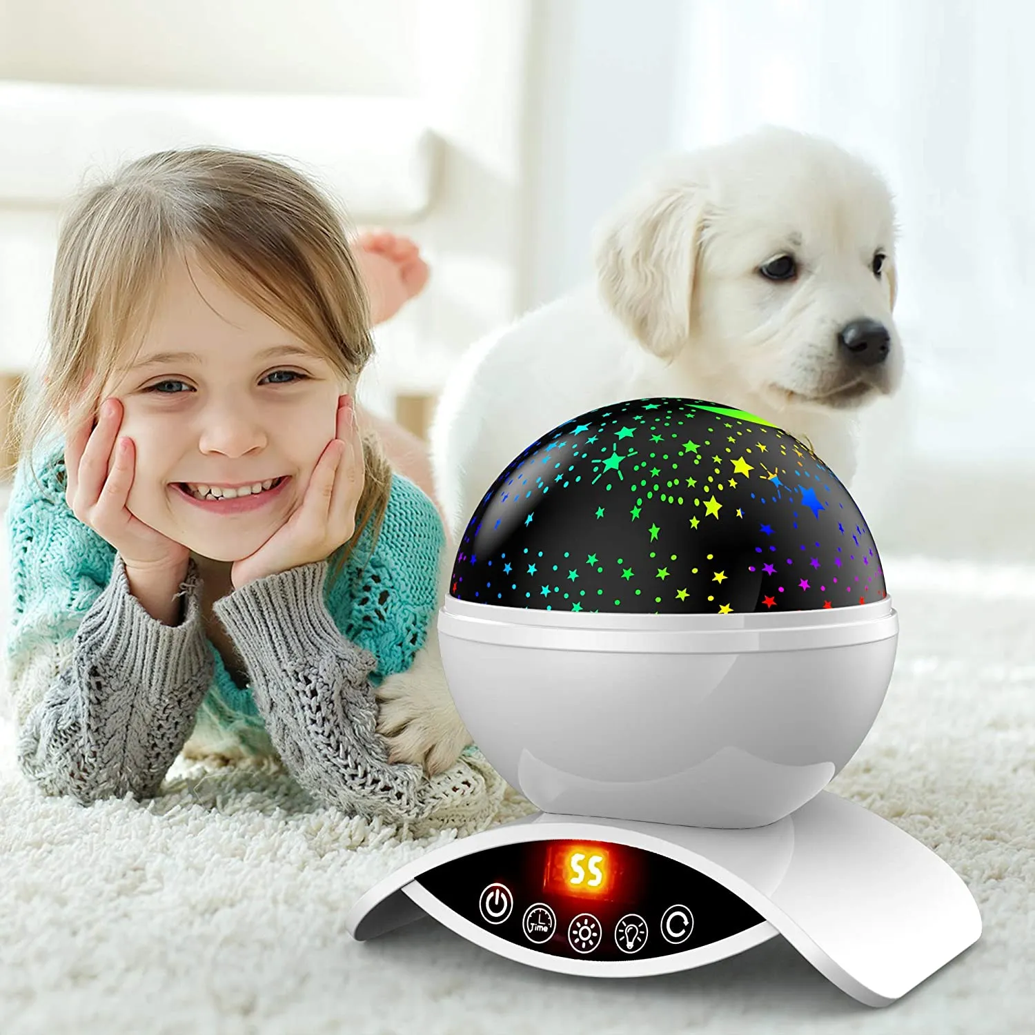 Night Light Projector, Elecstars Night Lamp, 360 Degre Rotating Star Projector with Timer Auto-Shut Off for Bedroom, REMOTE NOT INCLUDED! White!