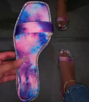 One Strap Rhinestone Sandals