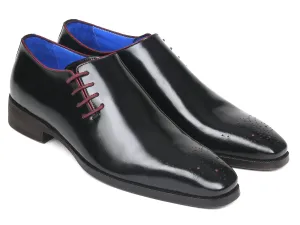 Paul Parkman Side Lace Polished Leather Oxfords in Black