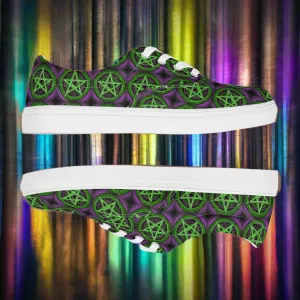 Pentagram Green Women’s lace-up canvas shoes - Free Delivery! Rock / Metal / Electronic / EDM / Underground - Alternative Apparel and Merch Only from Phase B Records.