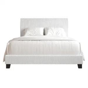 Pravesh Corduroy Upholstered Bed Mercer41 Color: White Size: Full