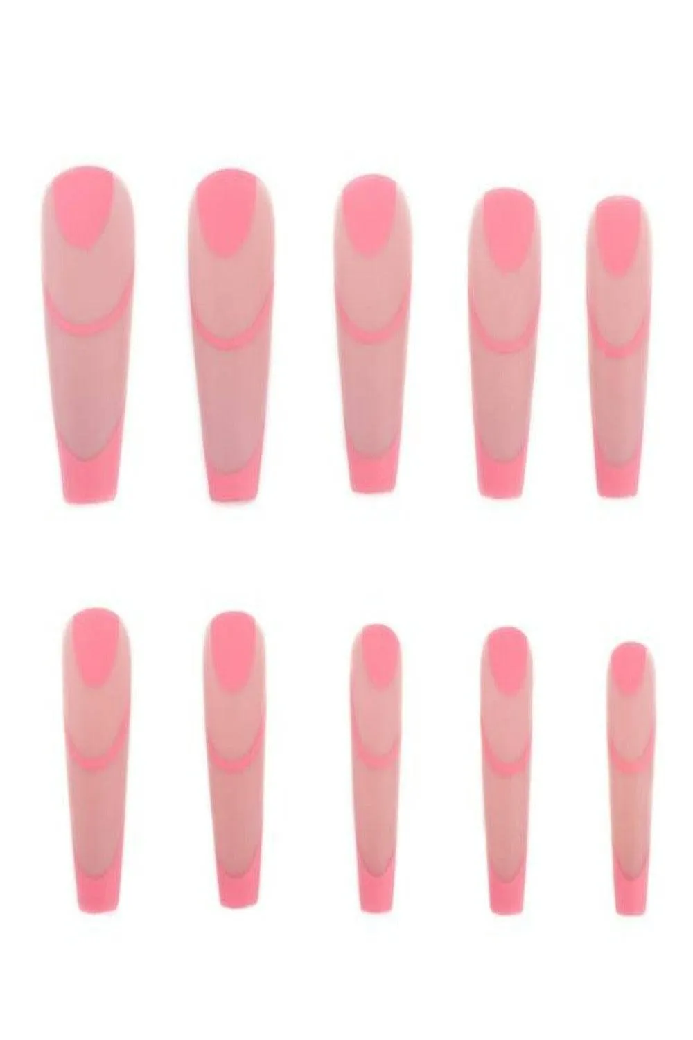 Press On Nails French Tip Neon Matte Glossy Coffin Nail Kit