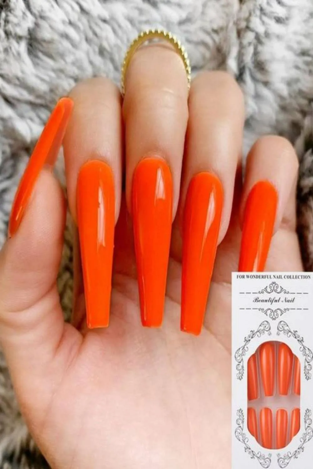 Press On Nails French Tip Neon Matte Glossy Coffin Nail Kit