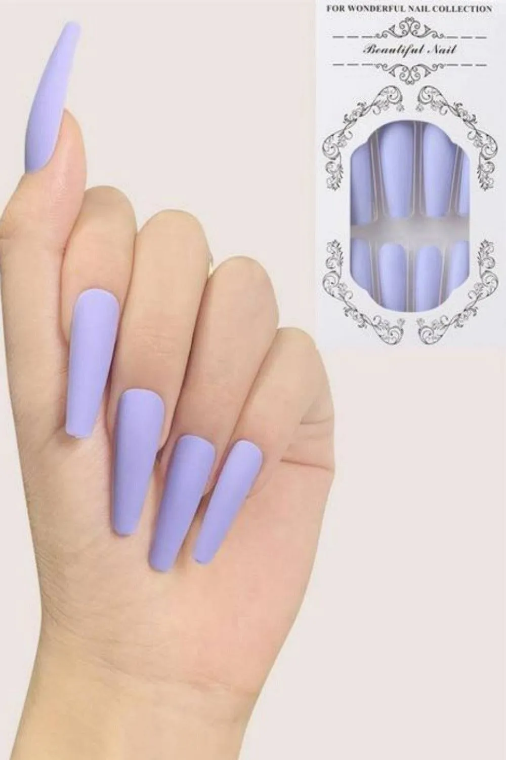 Press On Nails French Tip Neon Matte Glossy Coffin Nail Kit