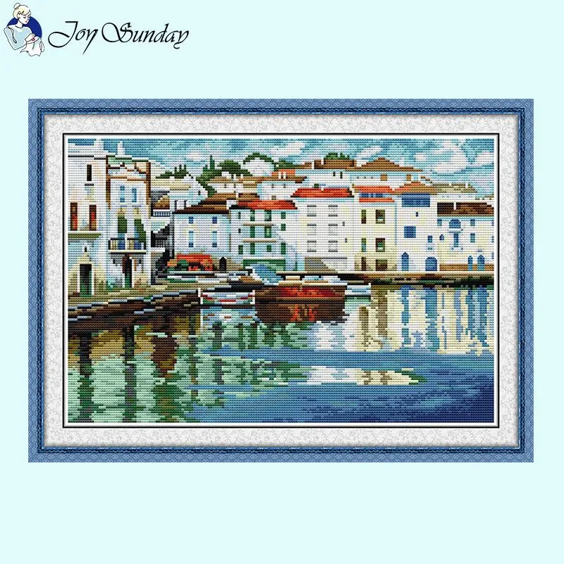Quiet Bay Seaside Scenery Pattern DIY Cross Stitch Kits