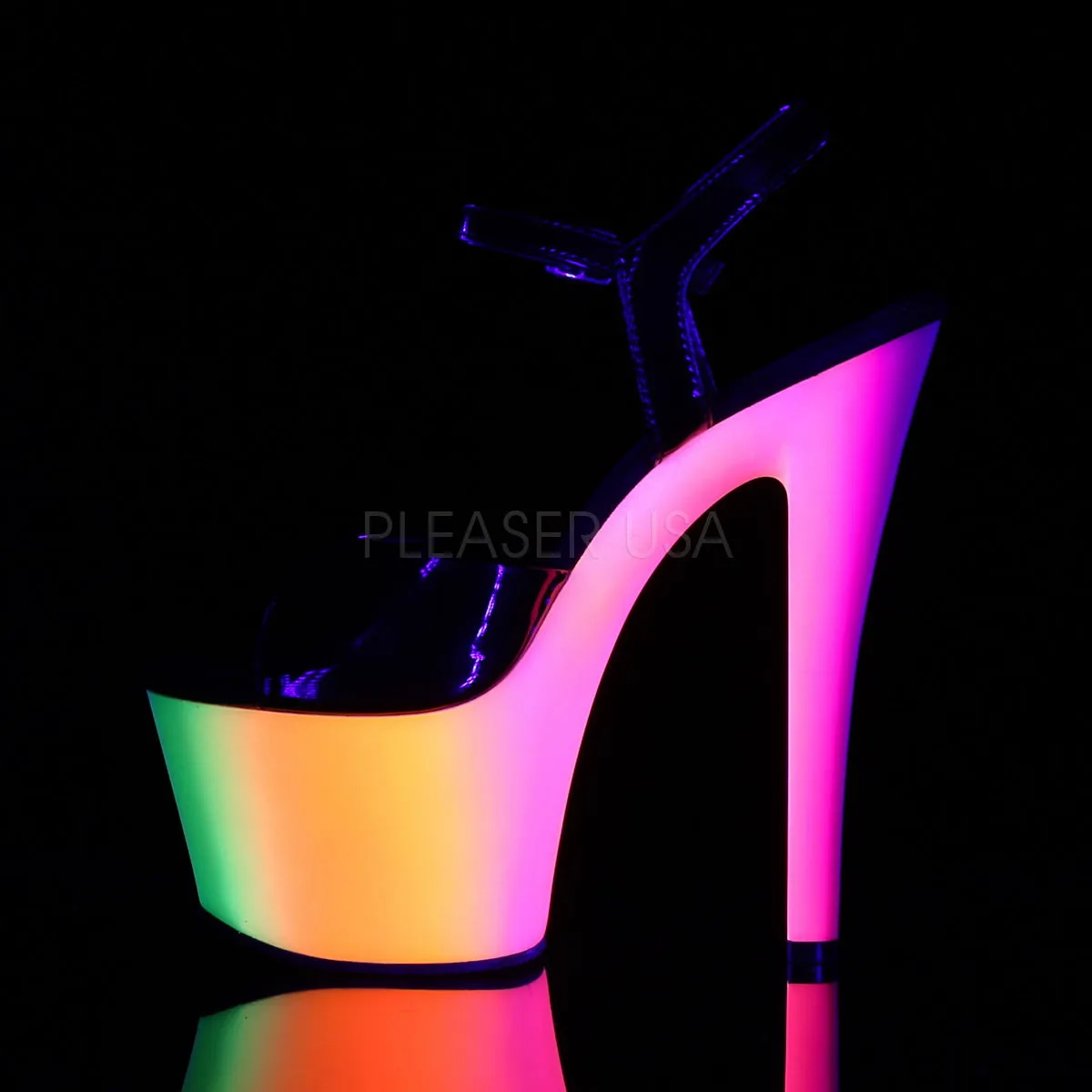 RAINBOW-309UV  Black Patent/Neon Multi