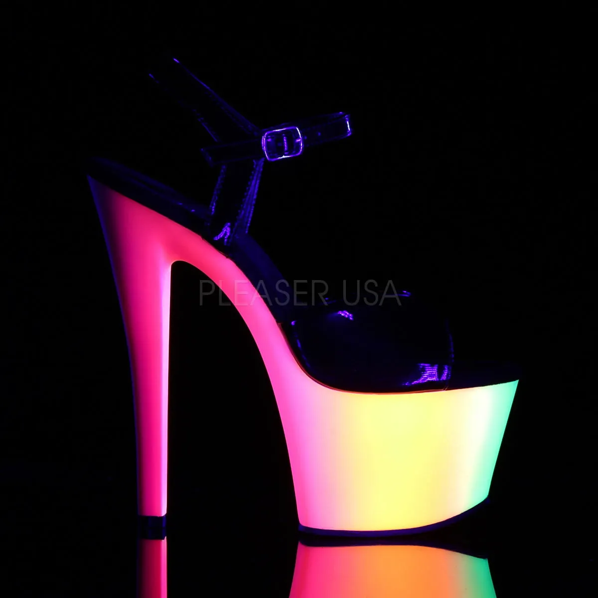 RAINBOW-309UV  Black Patent/Neon Multi