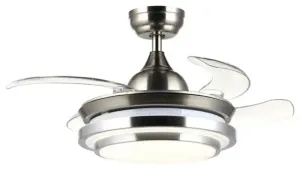 Retractable  Ceiling Fan Light Double Aluminium Silver F8605-500