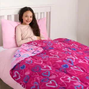 Reversible Neon Hearts Weighted Blanket