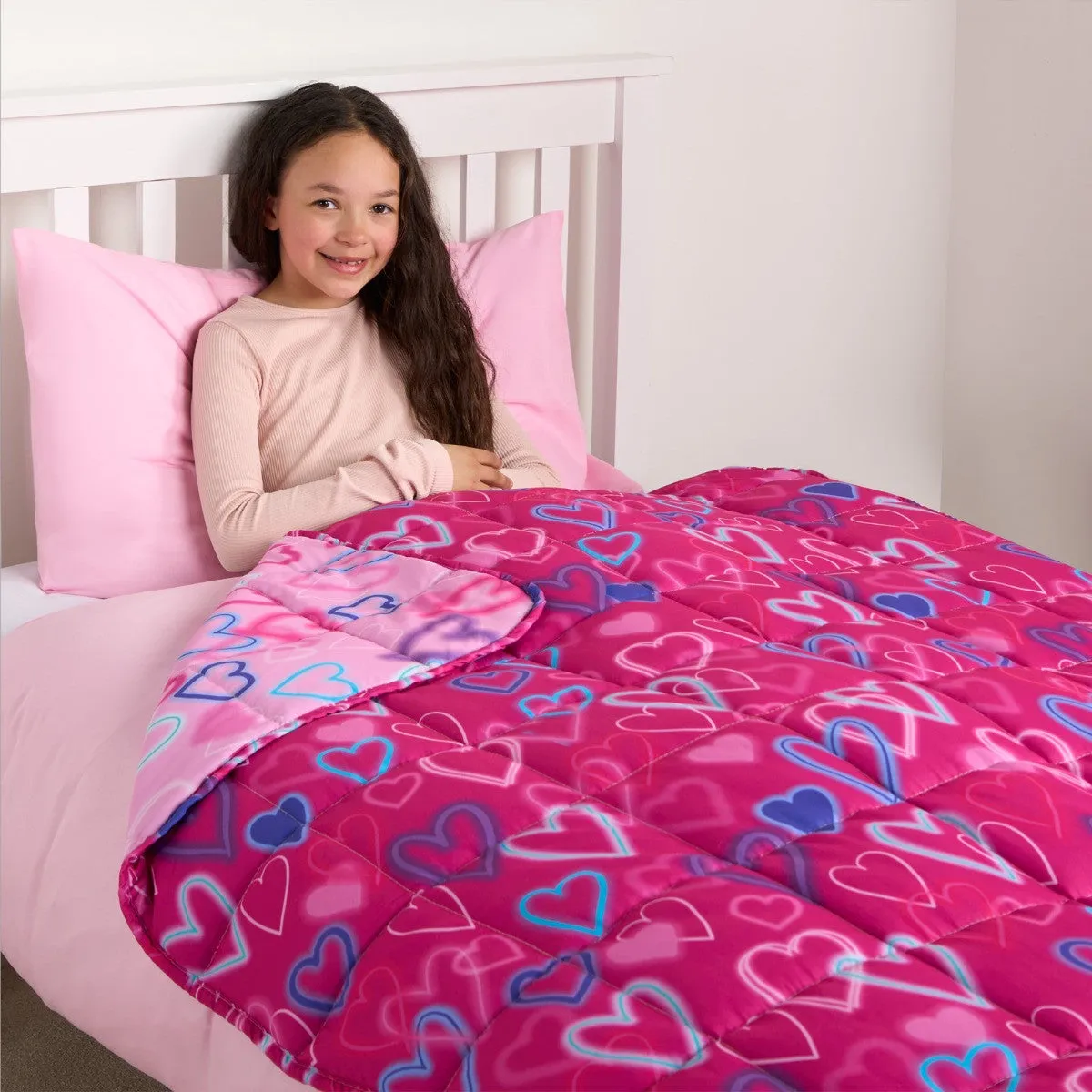 Reversible Neon Hearts Weighted Blanket