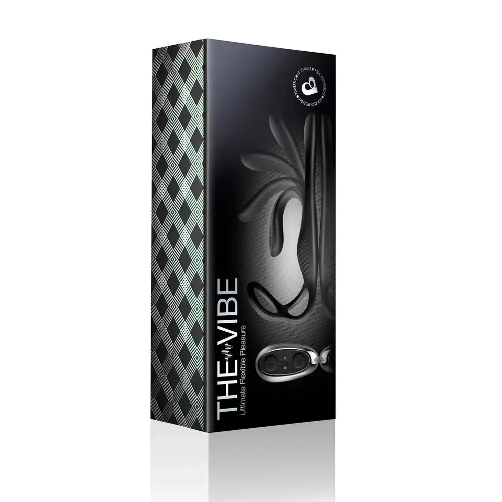 Rocks off Silicone Black Rechargeable Cock Ring and Anal Stim