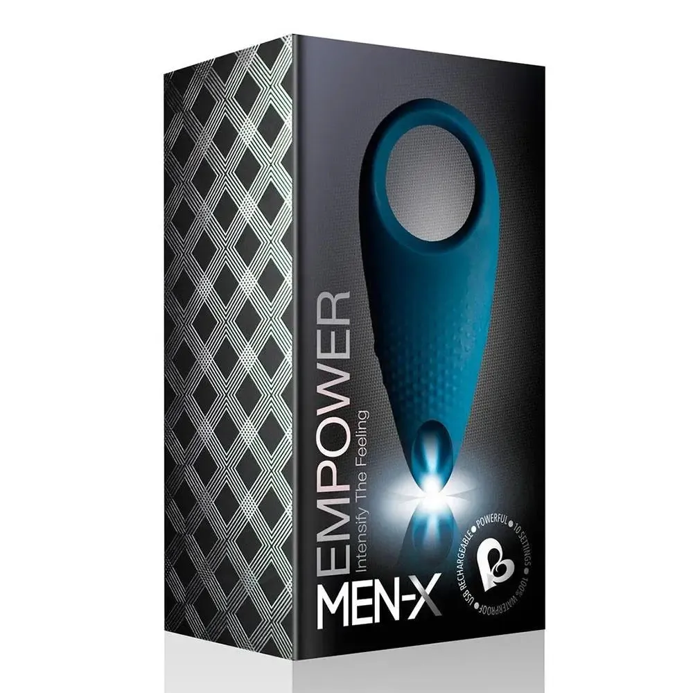 Rocks off Silicone Blue Rechargeable Vibrating Cock Ring with 10-functions