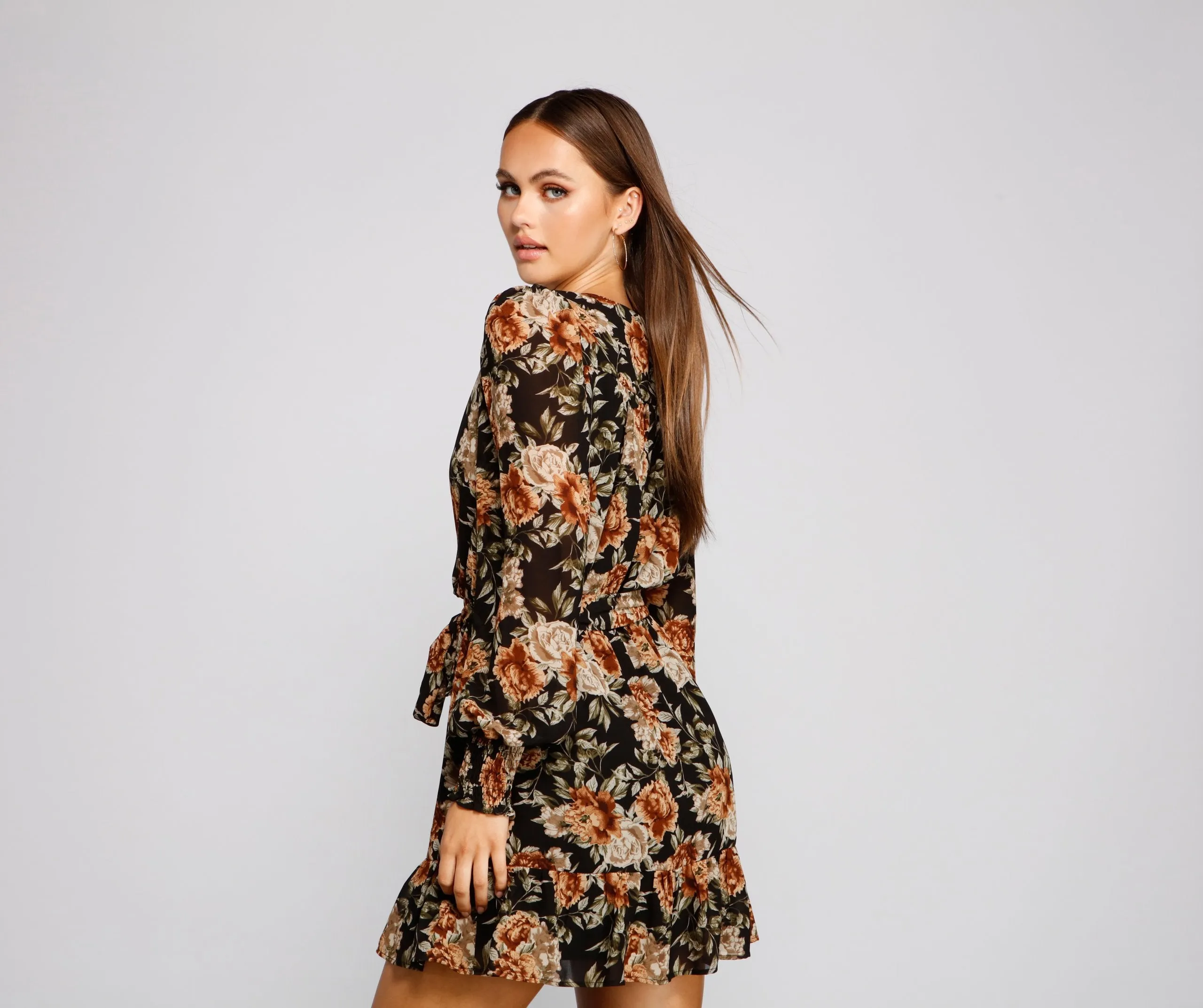 Ruffled Romance Stylish Floral Skater Dress