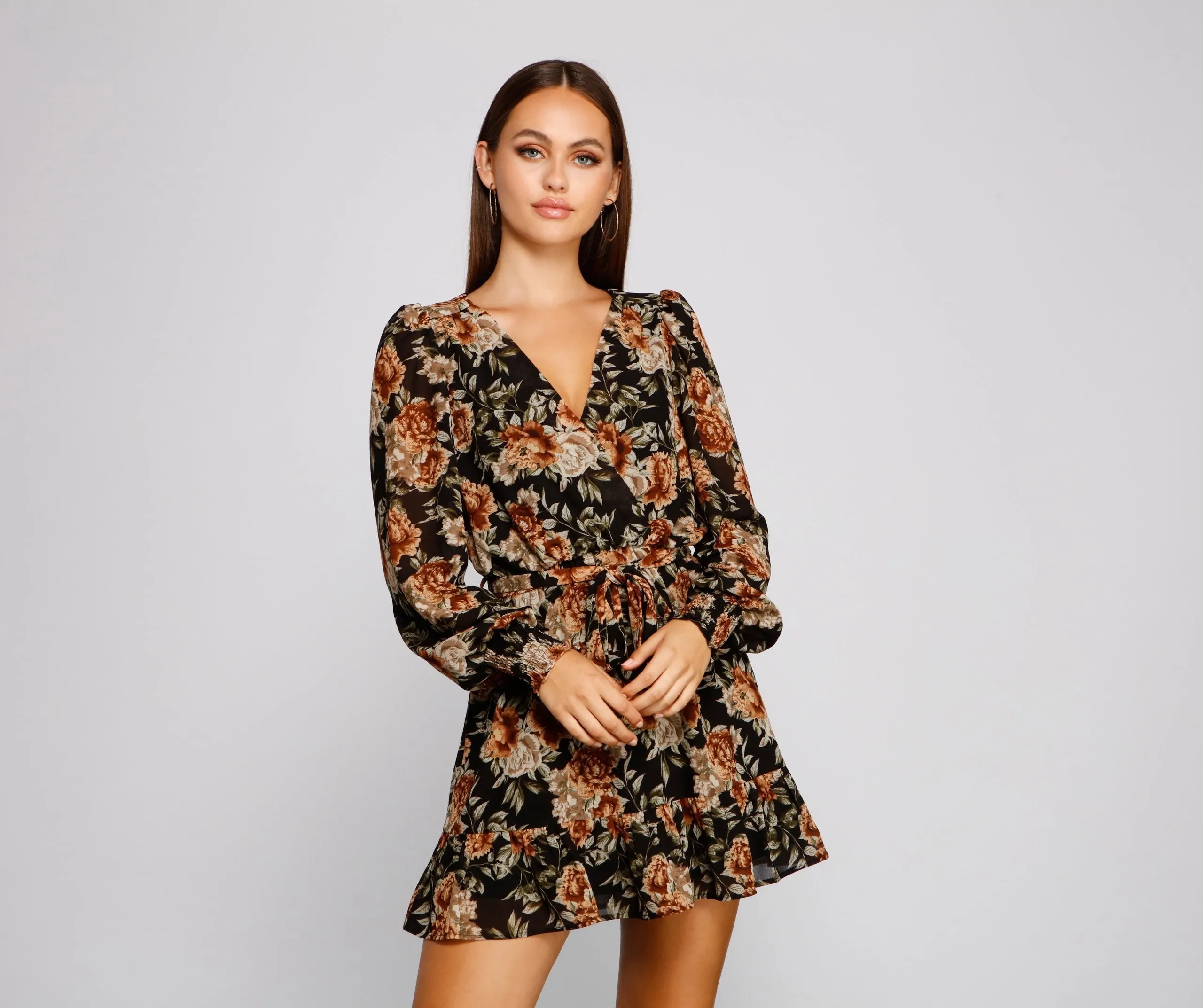 Ruffled Romance Stylish Floral Skater Dress