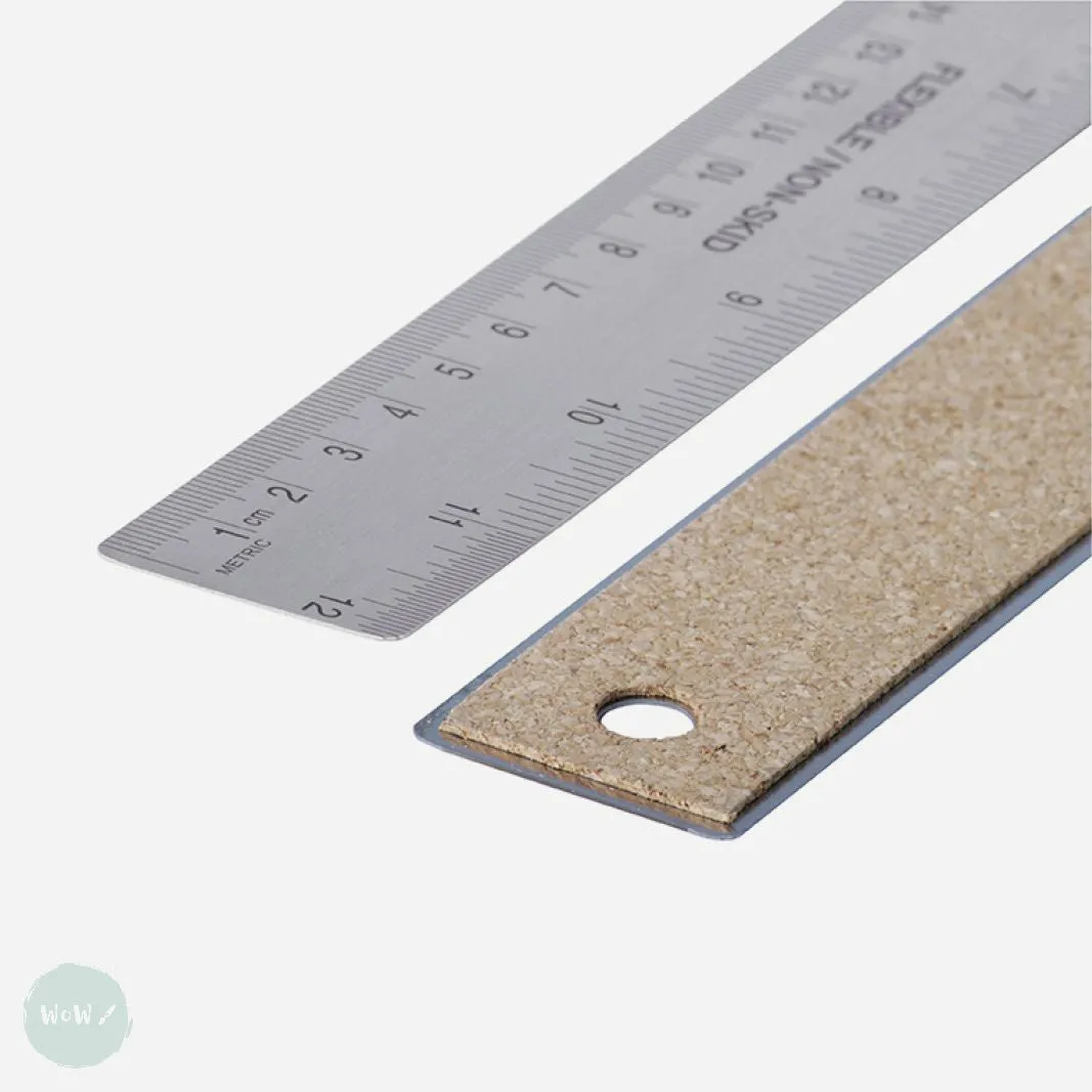 Rules/Rulers – MEASURING & CUTTING - Stainless Steel - metric & imperial -  NON-SLIP (cork backed) – 18” / 45cm