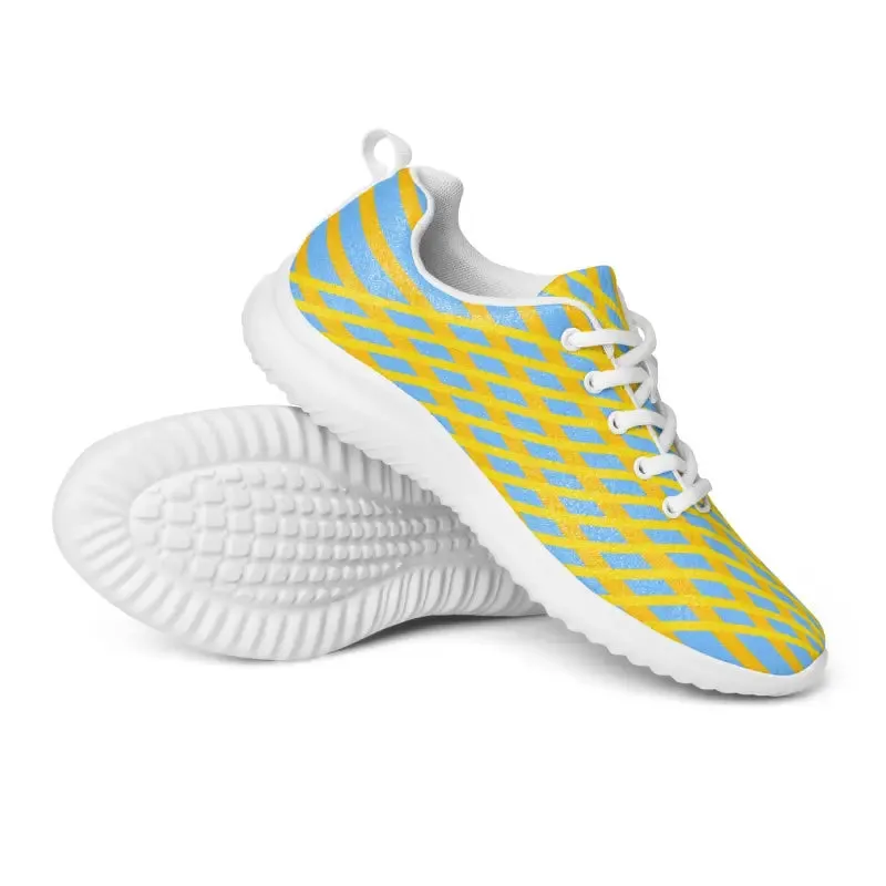 Run Wild in Blue Checkered Athletic Shoes