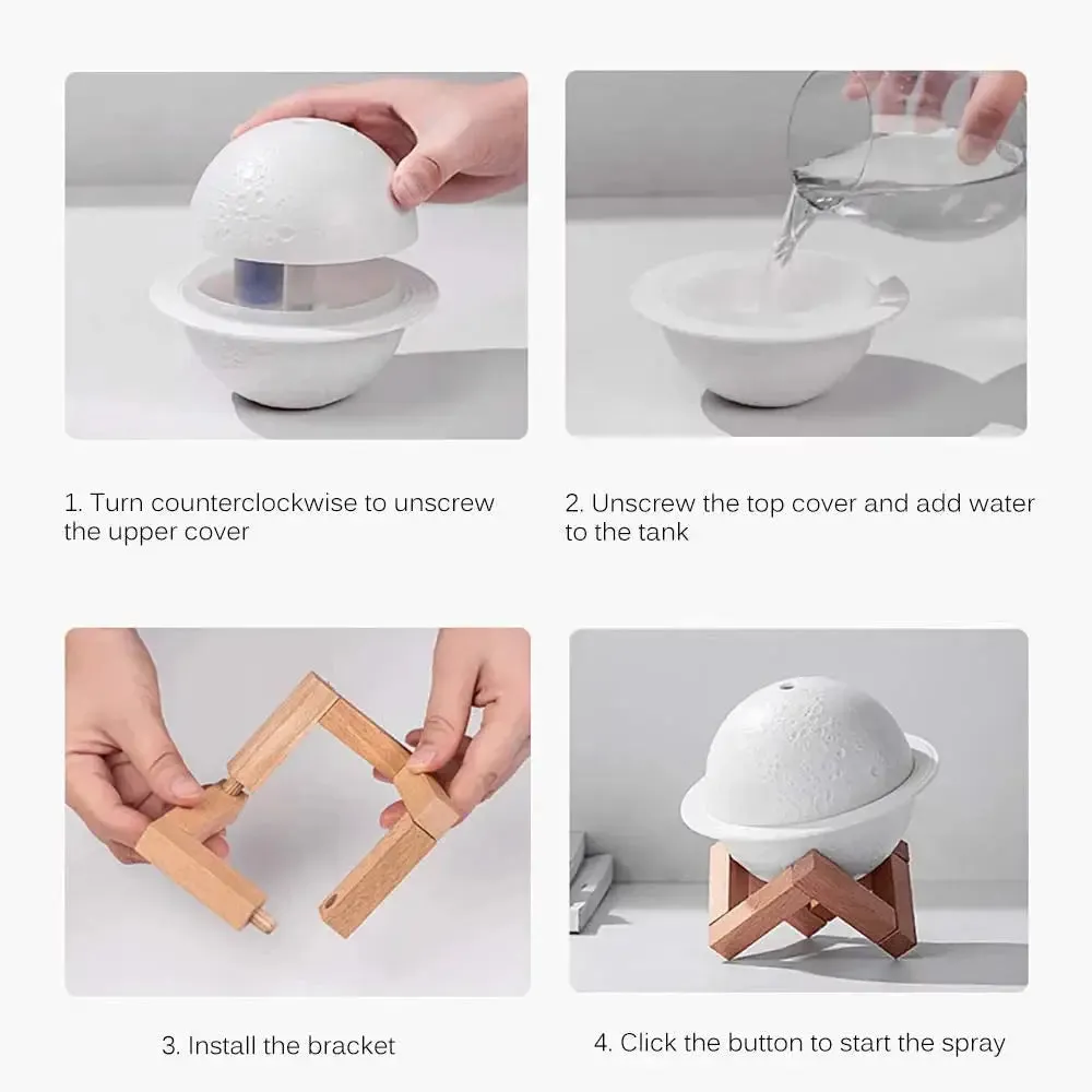 Saturn Moon Lamp Humidifier Aromatherapy Diffuser Night Light