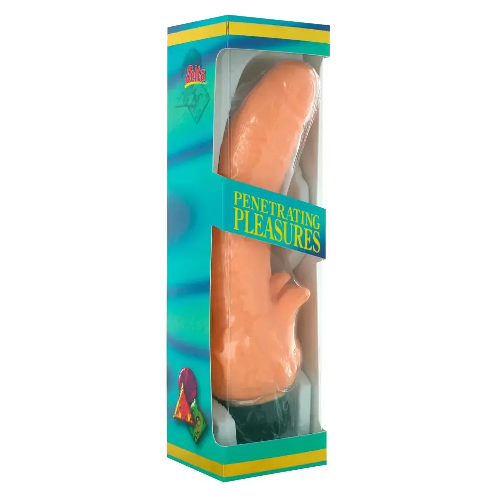 Seven Creations Vinyl Flesh Pink Realistic Vibrator with Clitoral Stim