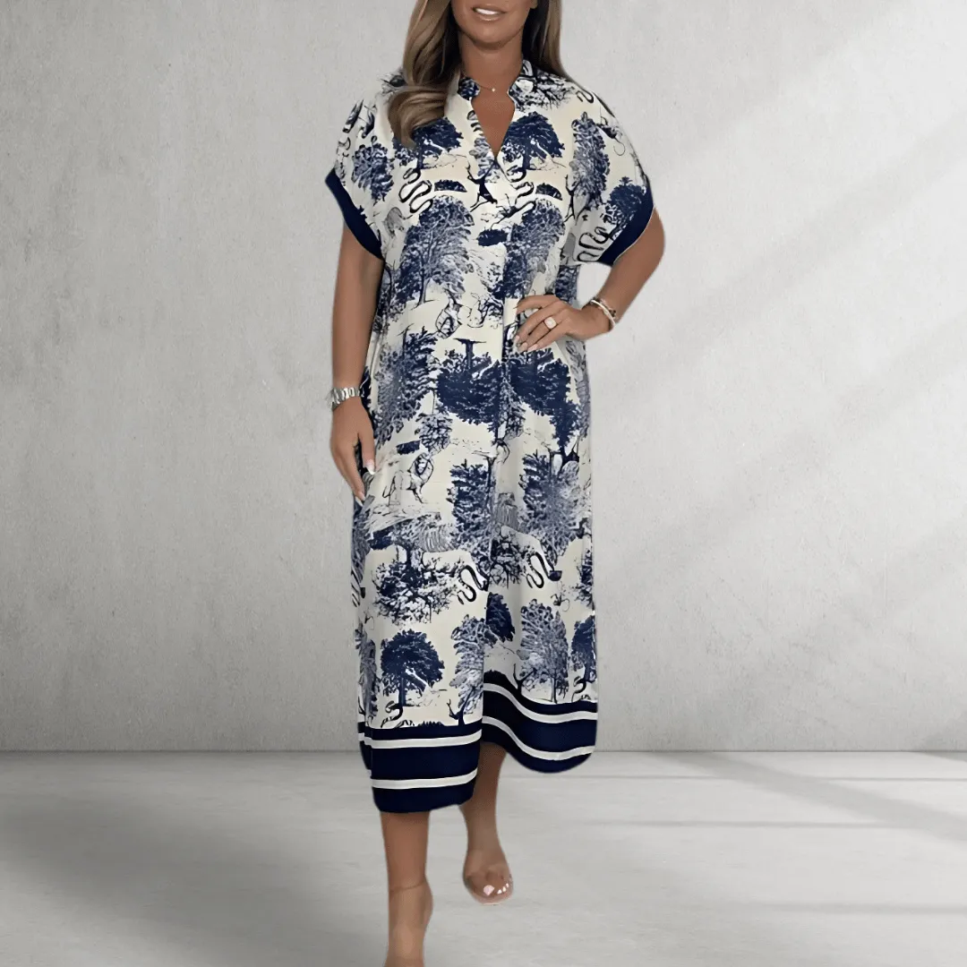 Shirt Dress – Nature Print – Relaxed Midi Fit