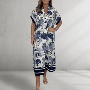 Shirt Dress – Nature Print – Relaxed Midi Fit