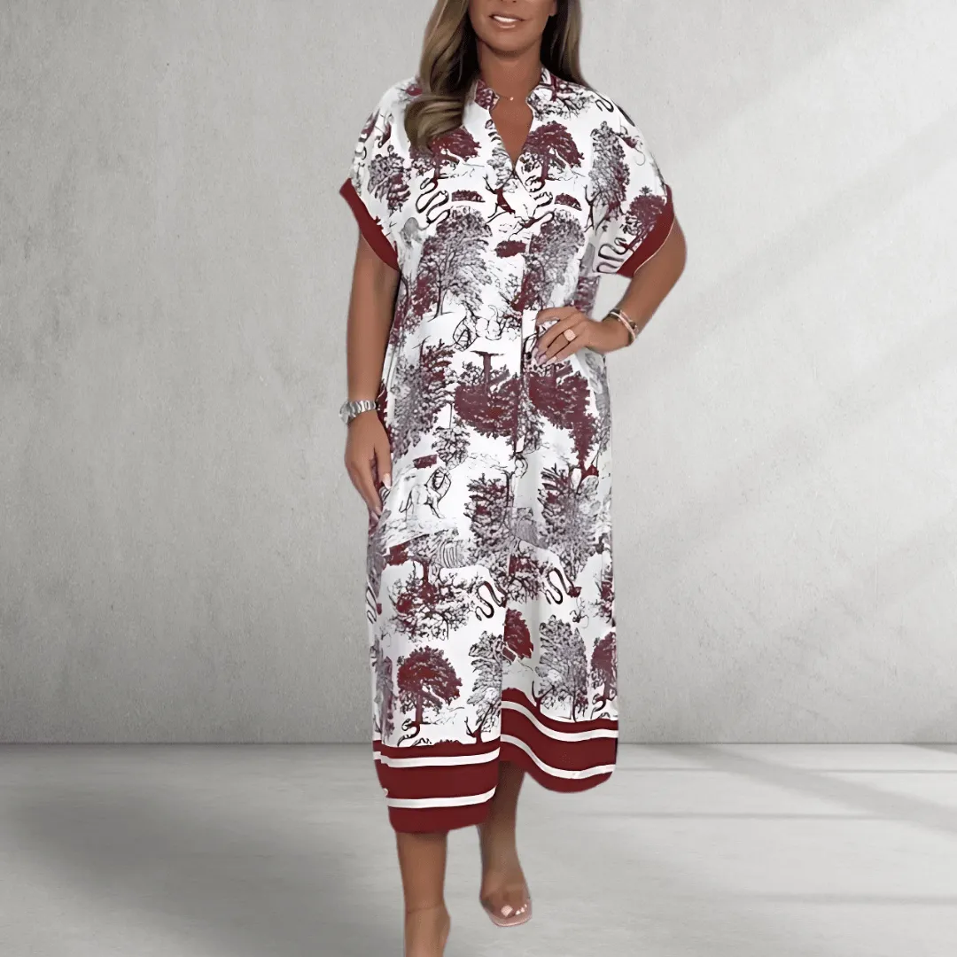 Shirt Dress – Nature Print – Relaxed Midi Fit