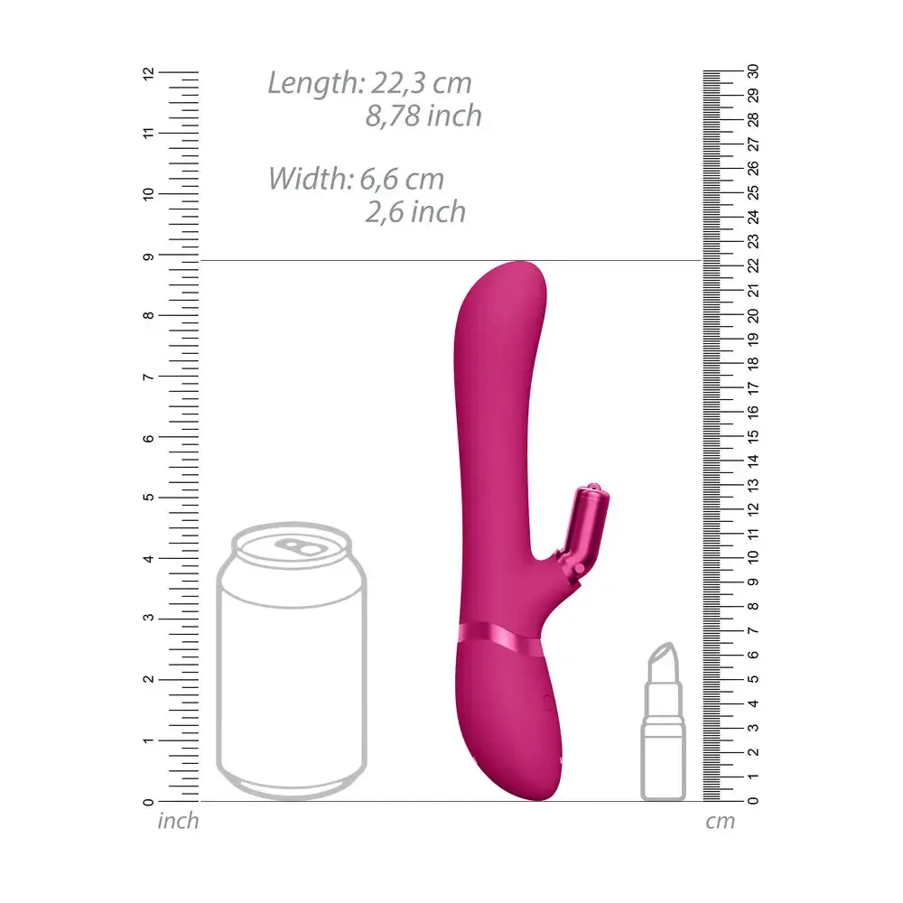 Shots Silicone Pink Rechargeable Rabbit Vibrator with 3 Interchangeable Heads