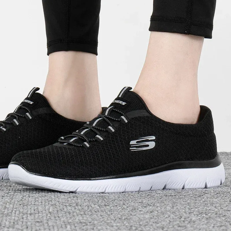 Skechers Skechers women's shoes mesh breathable lightweight cushioning one-foot sports and casual shoes