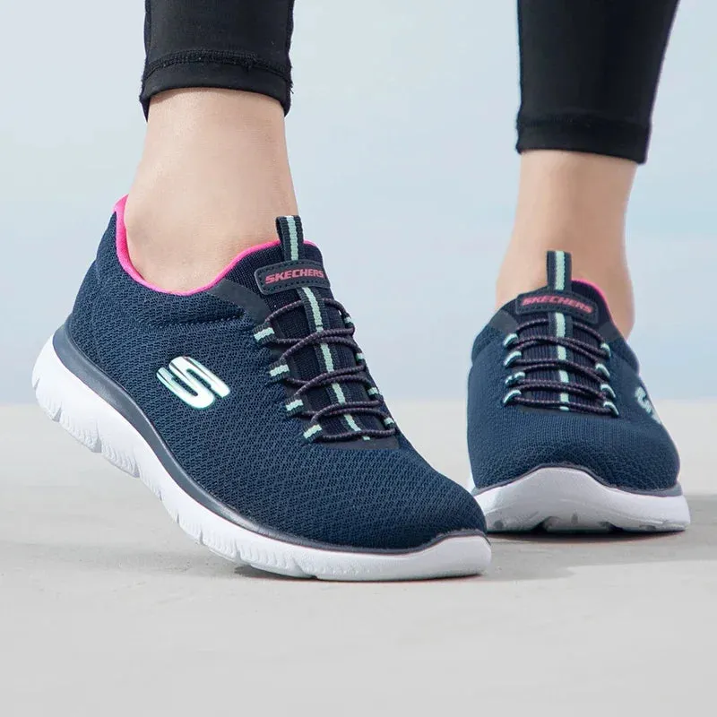 Skechers Skechers women's shoes mesh breathable lightweight cushioning one-foot sports and casual shoes