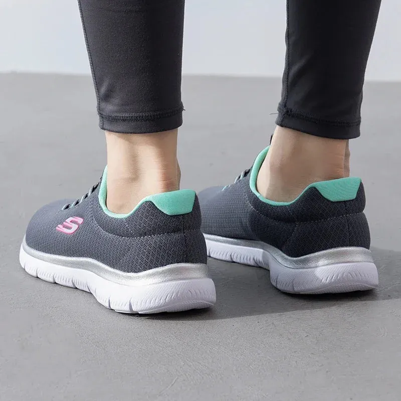 Skechers Skechers women's shoes mesh breathable lightweight cushioning one-foot sports and casual shoes