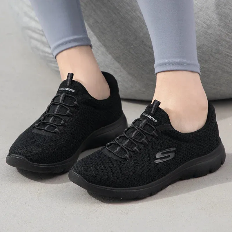 Skechers Skechers women's shoes mesh breathable lightweight cushioning one-foot sports and casual shoes