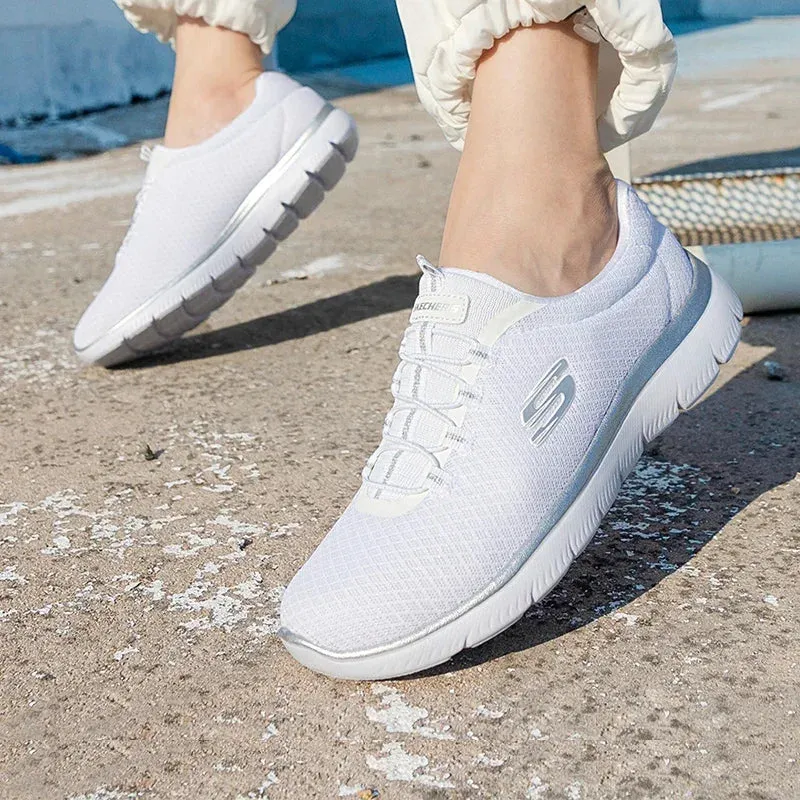 Skechers Skechers women's shoes mesh breathable lightweight cushioning one-foot sports and casual shoes
