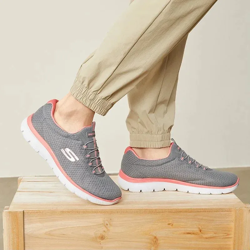 Skechers Skechers women's shoes mesh breathable lightweight cushioning one-foot sports and casual shoes