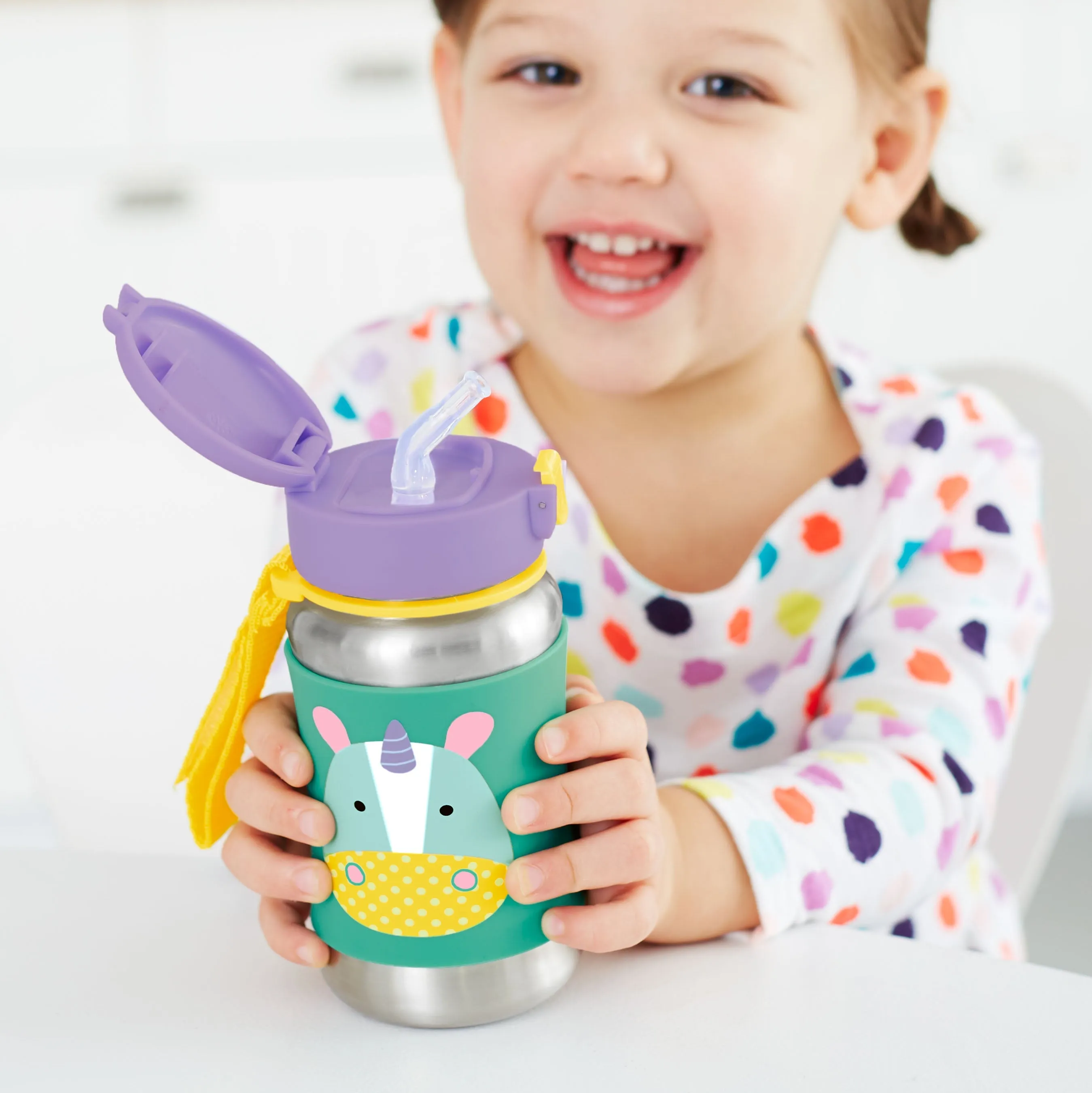 Skip Hop Zoo Stainless Steel Straw Bottle - Unicorn