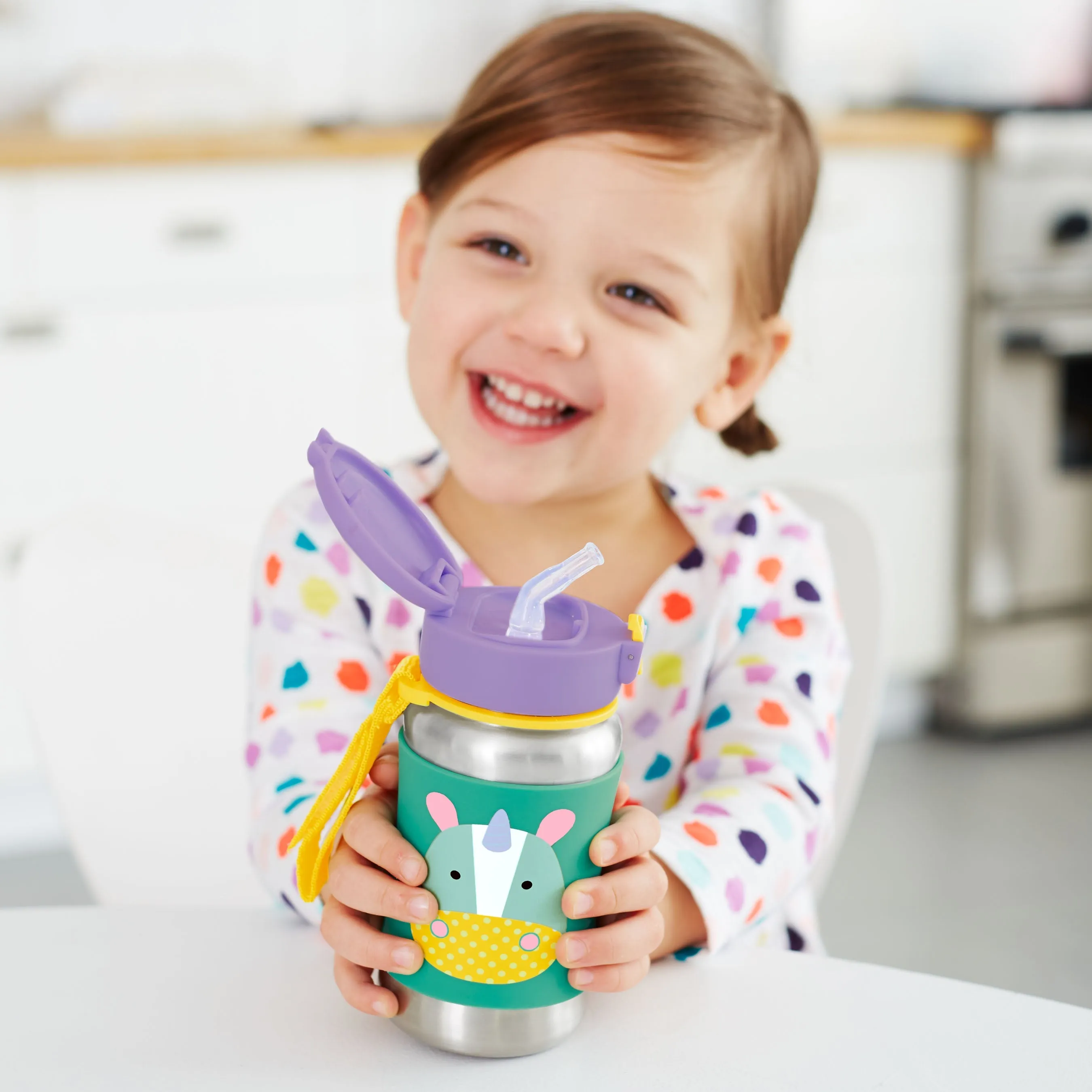 Skip Hop Zoo Stainless Steel Straw Bottle - Unicorn