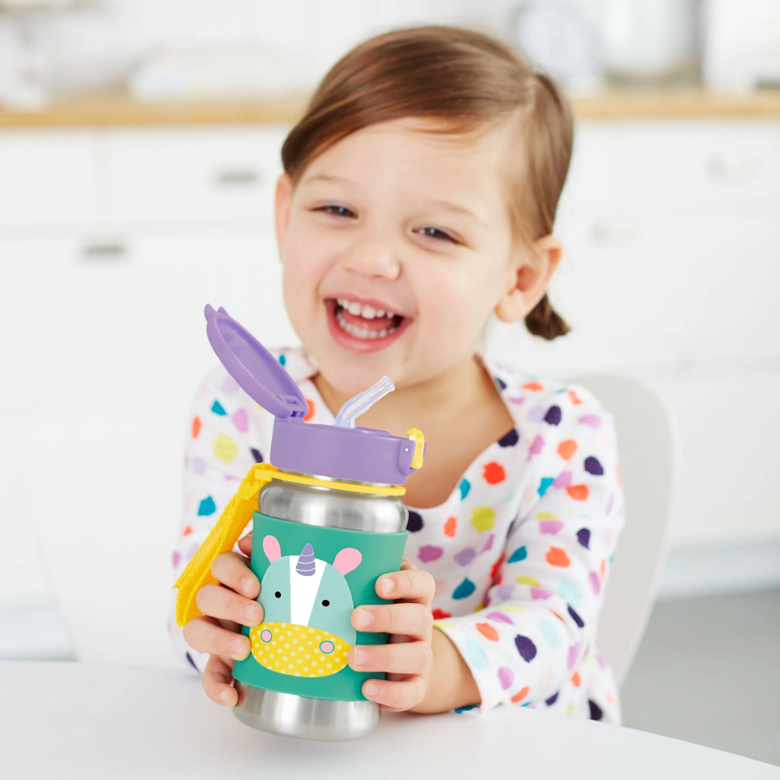Skip Hop Zoo Stainless Steel Straw Bottle - Unicorn