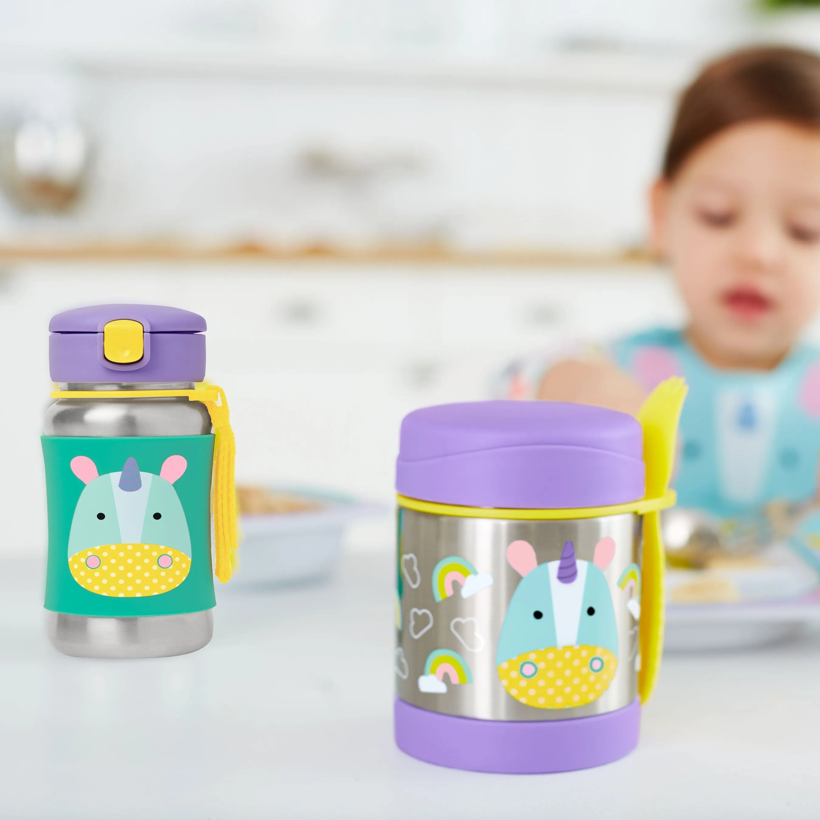 Skip Hop Zoo Stainless Steel Straw Bottle - Unicorn
