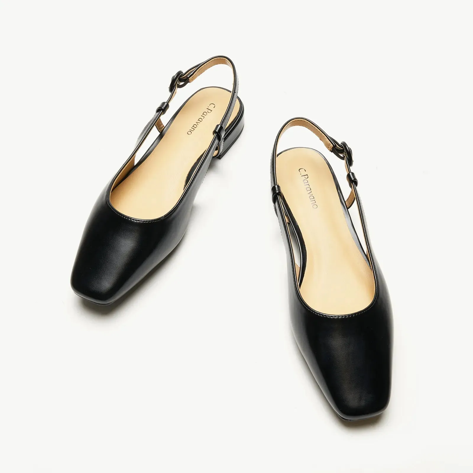 Square Toe Block Heel Slingback Sandals (Alyssa F) Social