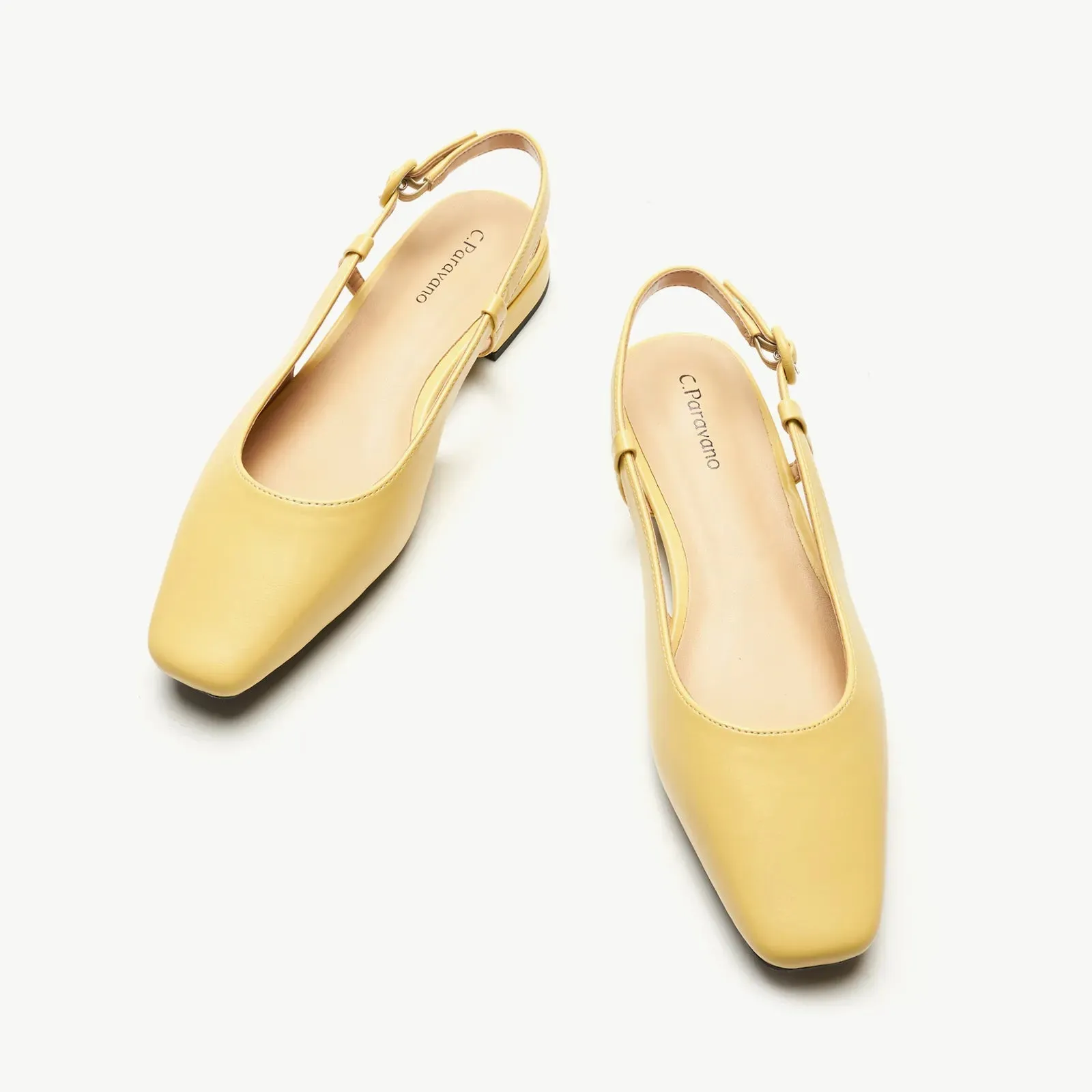 Square Toe Block Heel Slingback Sandals (Alyssa F) Social